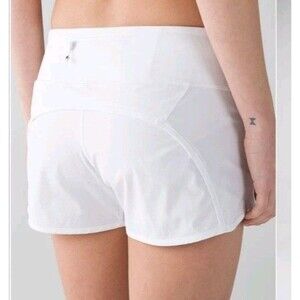 Lululemon Run Times Short 2-way Stretch 4" White Womens 12 Pickleball